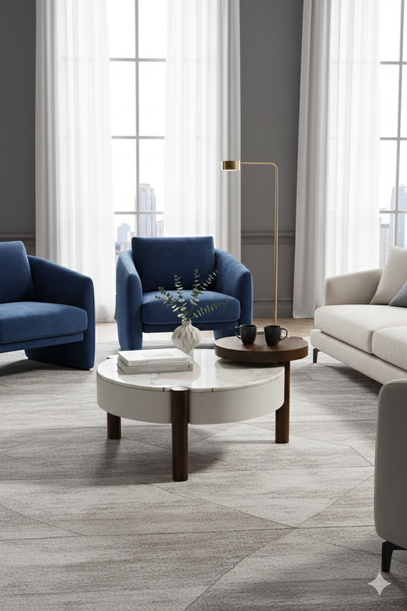 Double top texture art center table - view 4